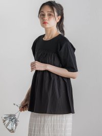 Droite Lautreamont/ドロワット ロートレアモン Droite lautreamont コットン天竺ドッキングプルオーバー≪洗濯機で洗える≫/508280017