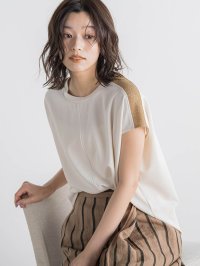 Droite Lautreamont/ドロワット ロートレアモン Droite lautreamont 【WEB限定】カットジョーゼット肩ラメプルオーバー≪手洗い可能≫/508280019