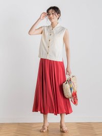 Droite Lautreamont/ドロワット ロートレアモン Droite lautreamont 【WEB限定】麻調シアーシャーリングフレアスカート≪手洗い可能≫/508280021