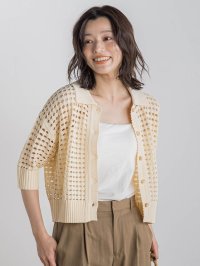 Droite Lautreamont/ドロワット ロートレアモン Droite lautreamont 襟付きメッシュニット≪手洗い可能≫/508280024