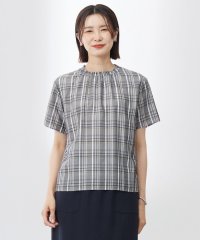 J.PRESS LADIES/【洗える】シアーストライプ＆チェック ブラウスライク カットソー/508280244