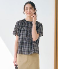 J.PRESS LADIES/【洗える】シアーストライプ＆チェック ブラウスライク カットソー/508280244