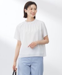 J.PRESS LADIES/【洗える】シアーストライプ＆チェック ブラウスライク カットソー/508280244