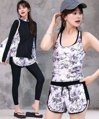 TeddyShop/テディショップ Teddyshop 体型カバー水着フィットネス レディース ビキニ ラッシュガード+タンキニ+ショートパンツ+レギンス 5点セット【返品不可商品/504456910