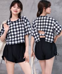TeddyShop/テディショップ Teddyshop レディース水着 4WAYクロップドバックシャントップス+リボンショートパンツ+ビキニ 4点セット【返品不可商品】/505252409