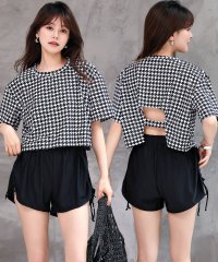 TeddyShop/テディショップ Teddyshop レディース水着 4WAYクロップドバックシャントップス+リボンショートパンツ+ビキニ 4点セット【返品不可商品】/505252409