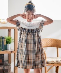 Noeil aime BeBe/【お揃い】チェック柄ボーダー柄フリル付きワンピース(80~130cm)/508241078