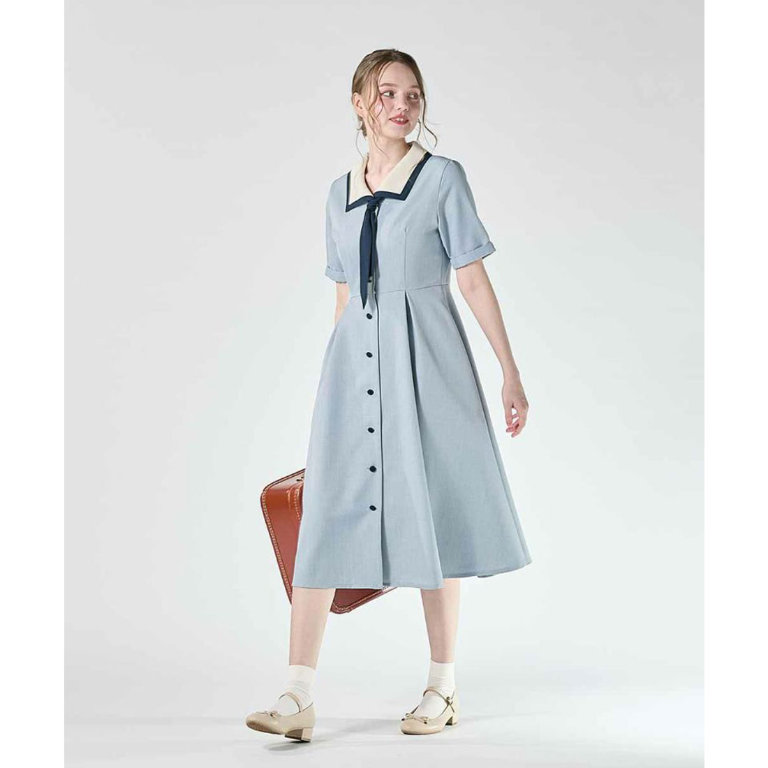 フィント F i.n.t 【洗える】スカーフタイ付きバイカラー