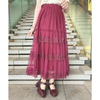 an another angelus/アンアナザーアンジェラス an another angelus 【5色展開・洗える】レース切替チュールティアードスカート/508280180