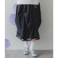 ScoLar/スカラー ScoLar リボン変形デニム 裾レーススカート/508280186