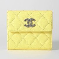 CHANEL/シャネル CHANEL 2つ折り財布 キャビアスキン クラシック スモール フラップ ウォレット CHANEL SMALL WALLET PASTEL YELL/508280275