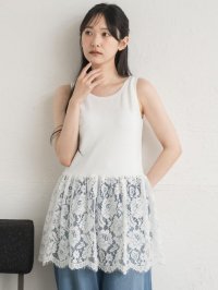 RETRO GIRL/レトロガール RETRO GIRL レース切替レイヤードタンク/508280379