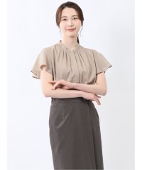 m.f.editorial/エムエフエディトリアル m.f.editorial バンドカラー フレアスリーブ 比翼ブラウス/508280722