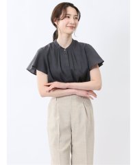 m.f.editorial/エムエフエディトリアル m.f.editorial バンドカラー フレアスリーブ 比翼ブラウス/508280722