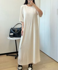 LOWO/ロワ LOWO シンプルAラインロング丈Tシャツワンピース/508280916