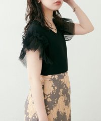 NICE CLAUP/OLIVE des OLIVE OUTLET/【natural couture】チュールフリルドッキングニット/508281004