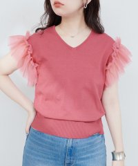 NICE CLAUP/OLIVE des OLIVE OUTLET/【natural couture】チュールフリルドッキングニット/508281004