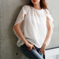 Sawa a la mode/サワアラモード Sawa a la mode 即高見えなスリットスリーブジャガードブラウス/508281032