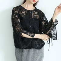 Sawa a la mode/サワアラモード Sawa a la mode 総花柄レースフレアスリーブブラウス/508281049