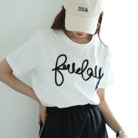 Sawa a la mode/サワアラモード Sawa a la mode 弾むようなロゴを描くコード刺繍コットンカットソー/508281050