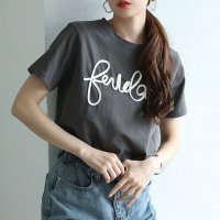 Sawa a la mode/サワアラモード Sawa a la mode 弾むようなロゴを描くコード刺繍コットンカットソー/508281050