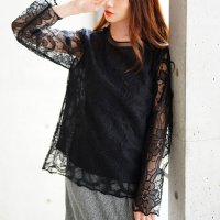 Sawa a la mode/サワアラモード Sawa a la mode 大輪が咲く花柄レースレイヤードカットソー/508281055