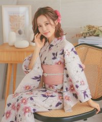 Retica/レティカ Retica 浴衣レディース ニュアンスカラー×華やか椿 3点セット (ゆかた・兵児帯・下駄)/508281394