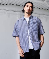 CavariA/キャバリア CavariA CONVERSE ワッペン付きストライプ半袖オーバーシャツ/508281587