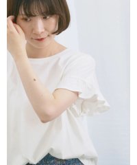 Samansa Mos2 blue/【USAコットン】フリルTシャツ/508281837