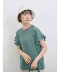 Samansa Mos2 blue/【USAコットン】フリルTシャツ/508281837