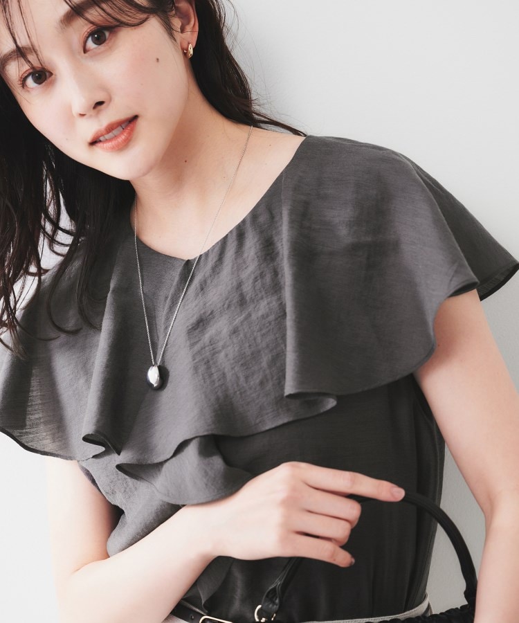 【新品・未使用】UNTITLED ポタニカルプリント Aラインワンピース ワンピース】ロング丈 ノースリーブ 花柄 ボタニカル柄 綿