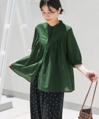 URBAN RESEARCH DOORS/コットンボイルV切替ギャザーブラウス/508282051
