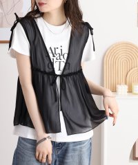 atONE/アットワン atONE シフォンベスト＋天竺AラインシルエットTシャツアンサンブル/508282445
