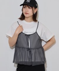 atONE/アットワン atONE シフォンビスチェキャミ＋天竺ロゴプリントTシャツアンサンブル/508282446