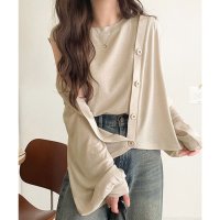 Classical Elf/クラシカルエルフ Classical Elf 大人映え＆着回し叶う。Vネックシアーニット長袖カーディガン×フレンチスリーブニットセットアンサンブル/508282449