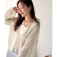 Classical Elf/クラシカルエルフ Classical Elf 《sayo×クラシカルエルフコラボ》ちょうどいい抜け感を。深Uネックバックベルトメッシュトップス/508282453