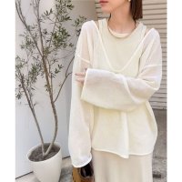 Classical Elf/クラシカルエルフ Classical Elf 《sayo×クラシカルエルフコラボ》ちょうどいい抜け感を。深Uネックバックベルトメッシュトップス/508282453