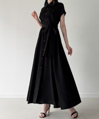 JUNOAH/ジュノア JUNOAH ウエストリボンフレアシャツワンピース(薄手、裏地なし、ぺチスカートset)/508282468