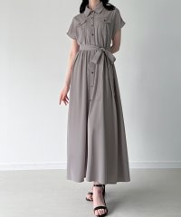 JUNOAH/ジュノア JUNOAH ウエストリボンフレアシャツワンピース(薄手、裏地なし、ぺチスカートset)/508282468