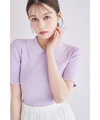 tocco closet/トッコクローゼット tocco closet 襟付きパール装飾リブニットプルオーバー/508283929