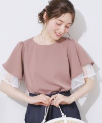 Couture Brooch/【マシンウォッシャブル・一枚で着映える】レース重ねフレアブラウス/508284992