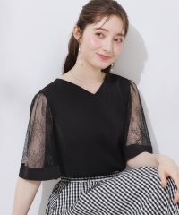 Couture Brooch/【マシンウォッシャブル・シアー・細見え】Vネック袖レースフレアブラウス/508284993