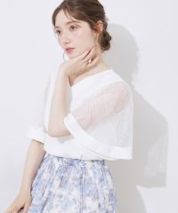 Couture Brooch/【マシンウォッシャブル・シアー・細見え】Vネック袖レースフレアブラウス/508284993