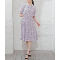 Honeys/ハニーズ Honeys リボン付ミニワンピース ワンピース ミニワンピース 半袖 ひざ丈 大きいサイズ リボン付き 花柄 キャンディスリーブ フリル衿 レディー/508285012