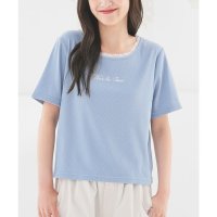 Honeys/ハニーズ Honeys レース付ロゴトップス トップス カットソー 半袖 Tシャツ 半袖Tシャツ レース ロゴ 刺繍 綿混 ストレッチ テレコ素材 短め丈 レデ/508285015
