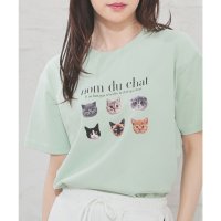 Honeys/ハニーズ Honeys アニマルプリントTシャツ トップス Tシャツ 半袖Tシャツ カットソー 半袖 コットン 綿 UVカット USAコットン アニマル柄 レデ/508285016