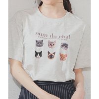 Honeys/ハニーズ Honeys アニマルプリントTシャツ トップス Tシャツ 半袖Tシャツ カットソー 半袖 コットン 綿 UVカット USAコットン アニマル柄 レデ/508285016
