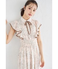 tocco closet/トッコクローゼット tocco closet リボン付きラッフルフリル×ピンタックウエストシャーリングフラワープリントシャツワンピース/508285820