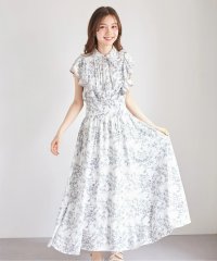 tocco closet/トッコクローゼット tocco closet リボン付きラッフルフリル×ピンタックウエストシャーリングフラワープリントシャツワンピース/508285820