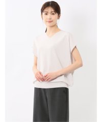 m.f.editorial/エムエフエディトリアル m.f.editorial 快適機能 無地 フレンチ袖 Vネックニット/508286119